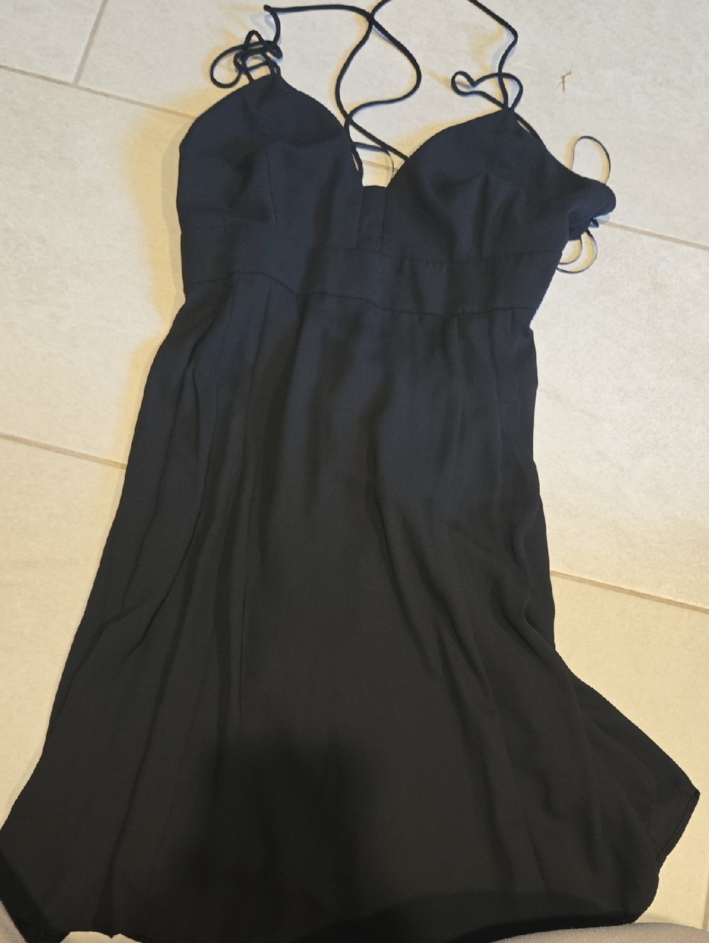 Express Black Mini Slip Dress With Cross Straps